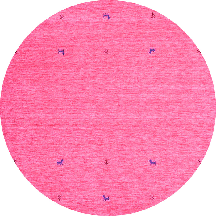Round Abstract Pink Contemporary Rug, con906pnk