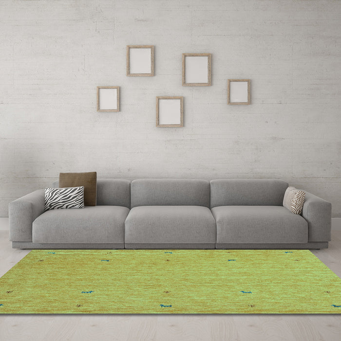 Machine Washable Abstract Turquoise Contemporary Area Rugs in a Living Room,, wshcon906turq