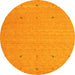 Round Machine Washable Abstract Yellow Contemporary Rug, wshcon906yw