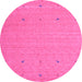 Round Abstract Purple Contemporary Rug, con906pur