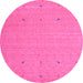 Round Machine Washable Abstract Purple Contemporary Area Rugs, wshcon906pur