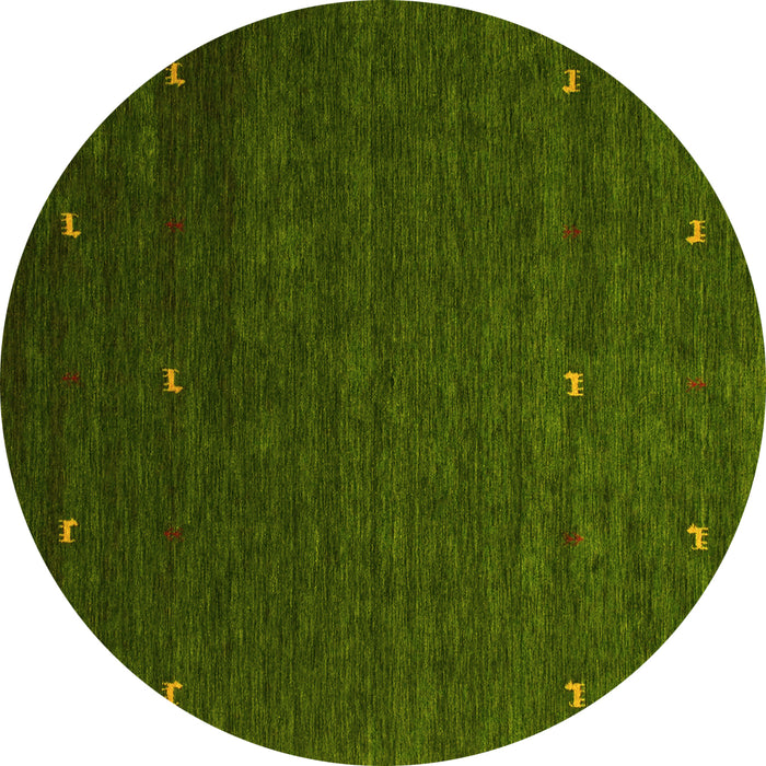 Round Machine Washable Abstract Yellow Contemporary Rug, wshcon907yw