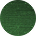 Round Machine Washable Abstract Emerald Green Contemporary Area Rugs, wshcon907emgrn