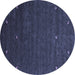 Round Abstract Blue Contemporary Rug, con907blu