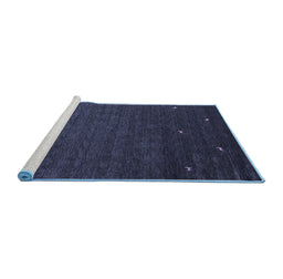Sideview of Machine Washable Abstract Blue Contemporary Rug, wshcon907blu
