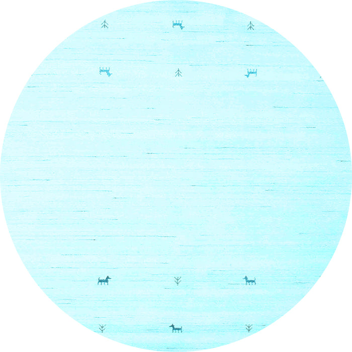 Round Solid Light Blue Modern Rug, con908lblu