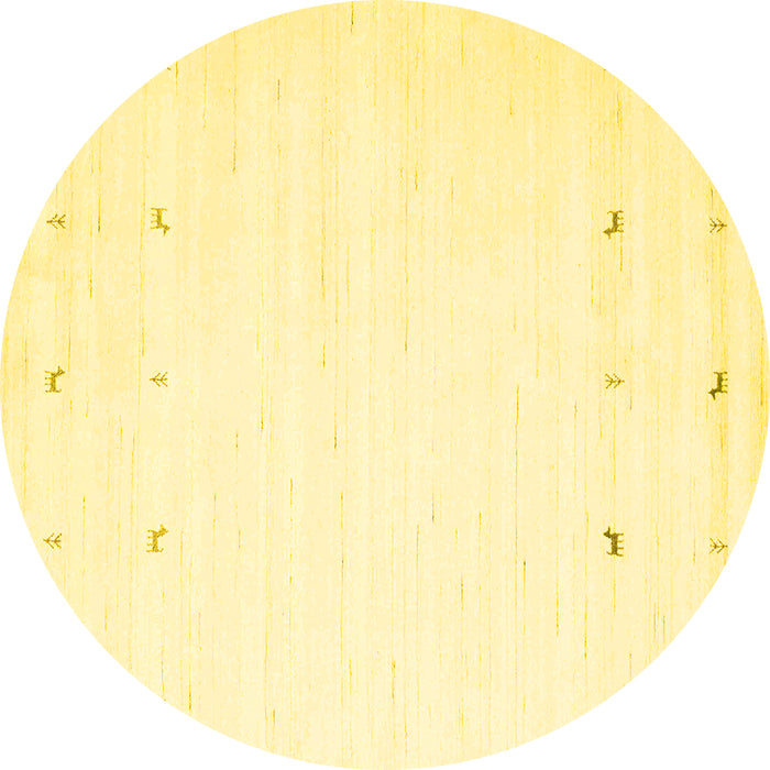 Round Machine Washable Solid Yellow Modern Rug, wshcon908yw