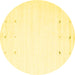 Round Machine Washable Solid Yellow Modern Rug, wshcon908yw