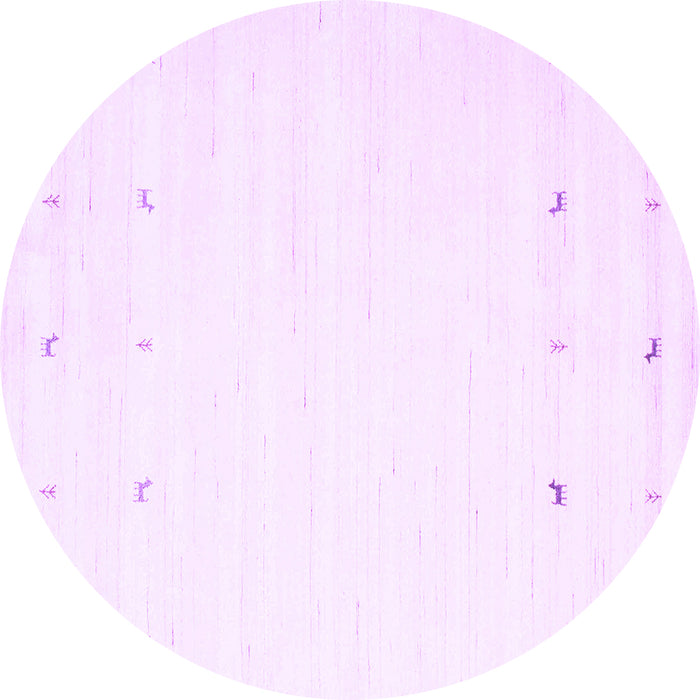 Round Machine Washable Solid Purple Modern Area Rugs, wshcon908pur