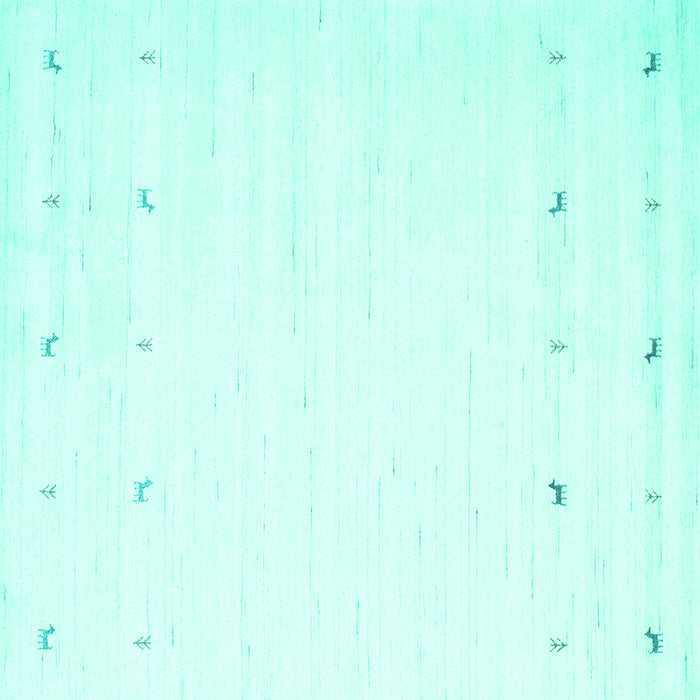 Square Machine Washable Solid Turquoise Modern Area Rugs, wshcon908turq