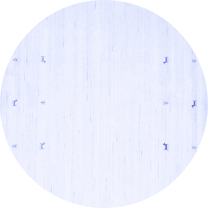 Round Machine Washable Solid Blue Modern Rug, wshcon908blu