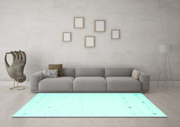 Machine Washable Solid Turquoise Modern Area Rugs in a Living Room,, wshcon908turq