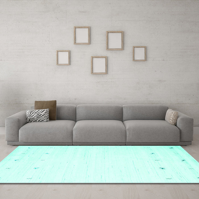 Machine Washable Solid Turquoise Modern Area Rugs in a Living Room,, wshcon908turq