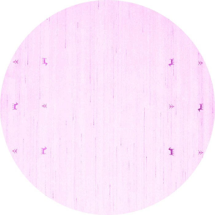 Round Machine Washable Solid Pink Modern Rug, wshcon908pnk