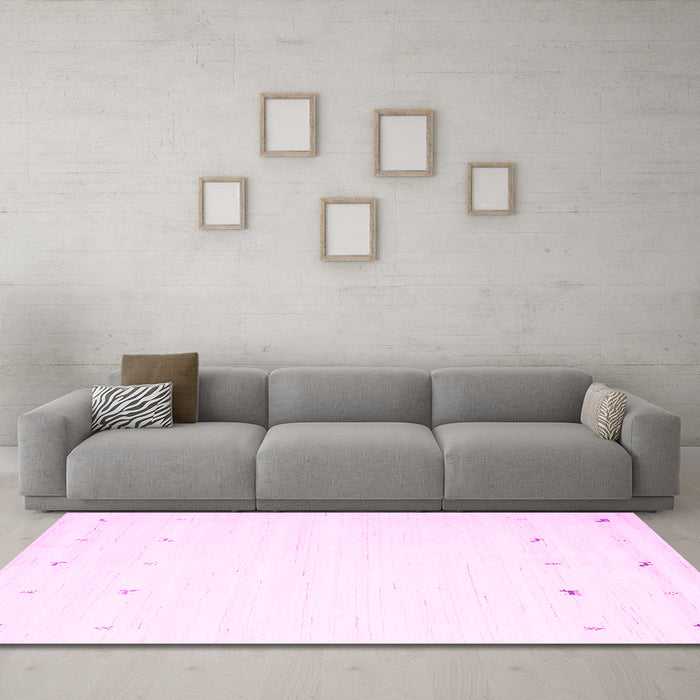 Machine Washable Solid Pink Modern Rug in a Living Room, wshcon908pnk