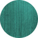 Round Machine Washable Abstract Turquoise Contemporary Area Rugs, wshcon909turq