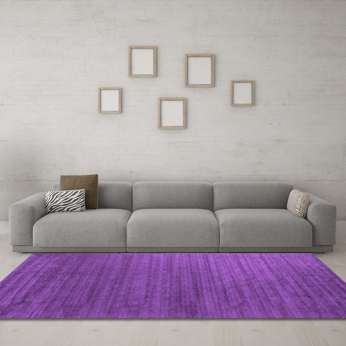 Machine Washable Abstract Purple Contemporary Area Rugs in a Living Room, wshcon909pur