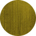 Round Abstract Yellow Contemporary Rug, con909yw