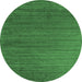 Round Machine Washable Abstract Emerald Green Contemporary Area Rugs, wshcon909emgrn
