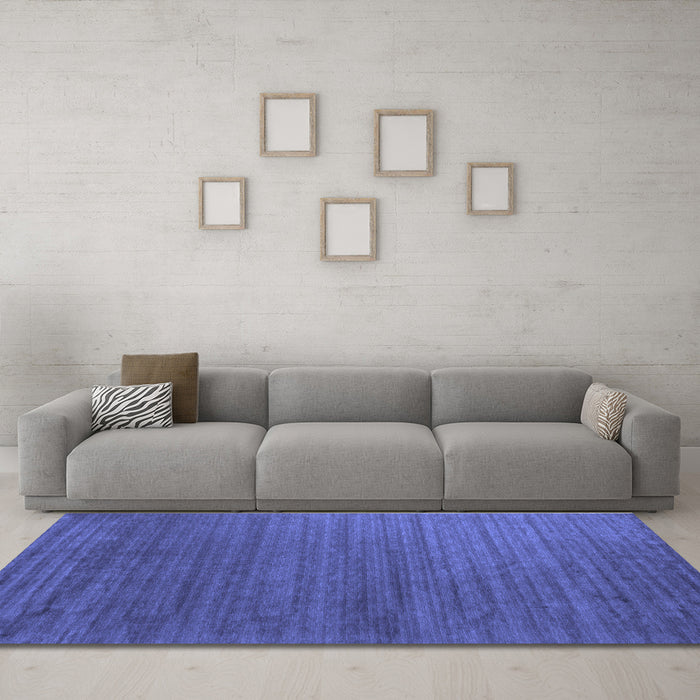 Machine Washable Abstract Blue Contemporary Rug in a Living Room, wshcon909blu
