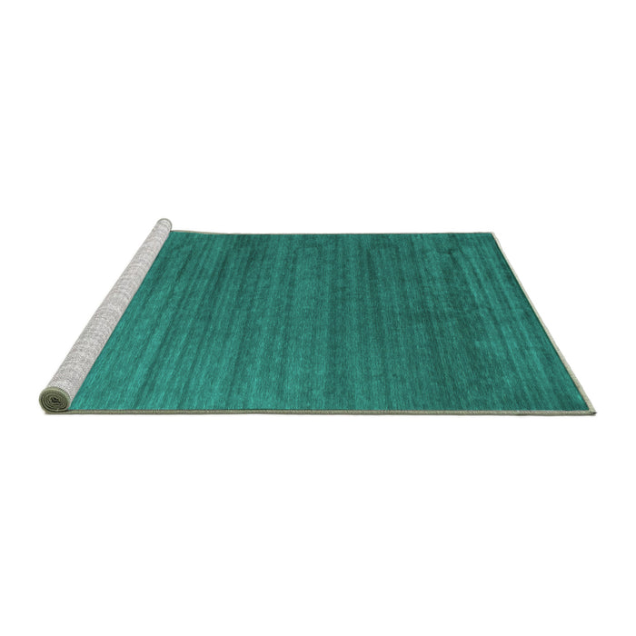 Sideview of Machine Washable Abstract Turquoise Contemporary Area Rugs, wshcon909turq