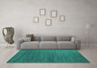 Machine Washable Abstract Turquoise Contemporary Area Rugs in a Living Room,, wshcon909turq