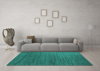 Machine Washable Abstract Turquoise Contemporary Rug, wshcon909turq