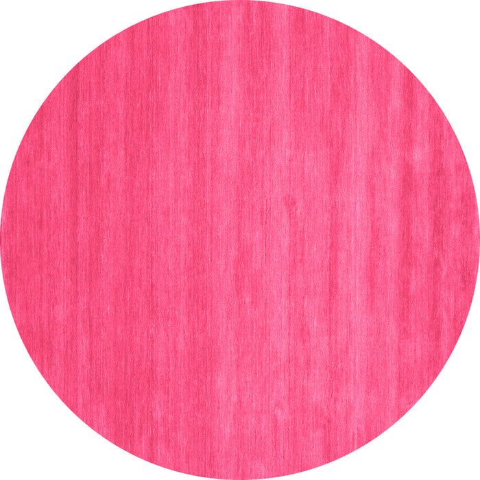 Round Machine Washable Abstract Pink Contemporary Rug, wshcon90pnk