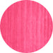 Round Machine Washable Abstract Pink Contemporary Rug, wshcon90pnk