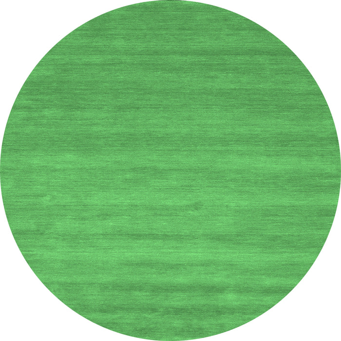 Round Machine Washable Abstract Emerald Green Contemporary Area Rugs, wshcon90emgrn