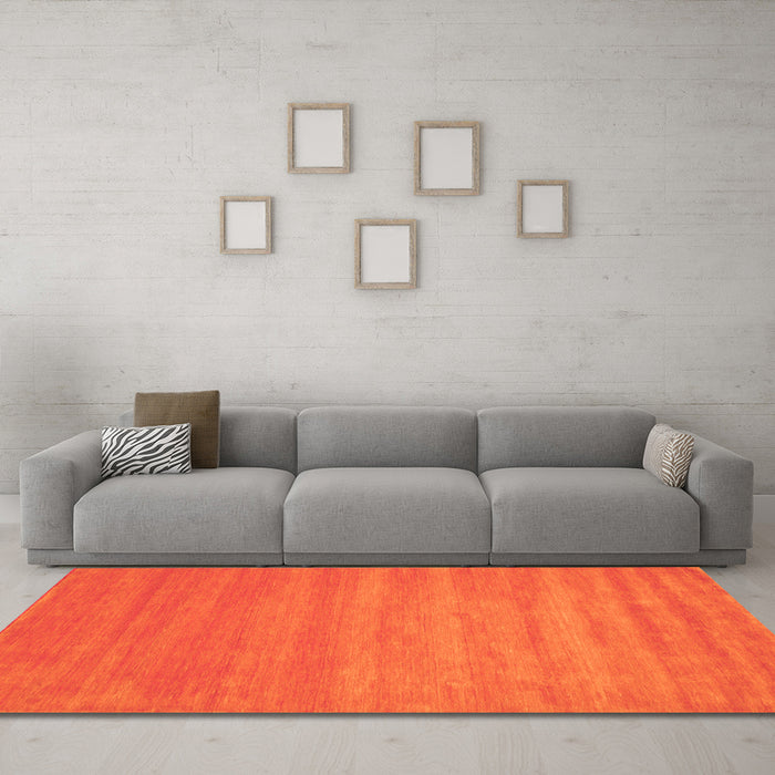 Machine Washable Abstract Orange Contemporary Area Rugs in a Living Room, wshcon90org