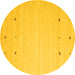 Round Machine Washable Solid Yellow Modern Rug, wshcon910yw