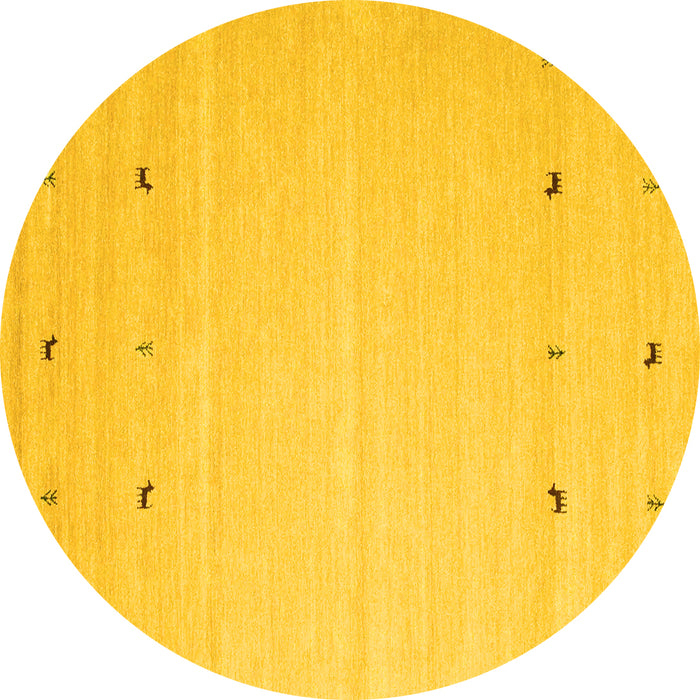 Round Solid Yellow Modern Rug, con910yw