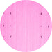 Round Machine Washable Solid Pink Modern Rug, wshcon910pnk