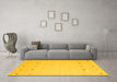 Machine Washable Solid Yellow Modern Rug in a Living Room, wshcon910yw