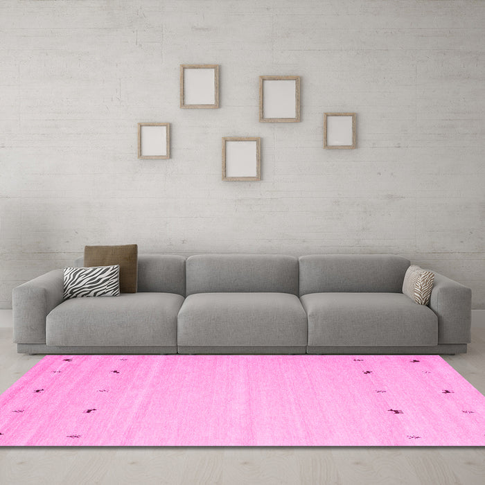 Machine Washable Solid Pink Modern Rug in a Living Room, wshcon910pnk