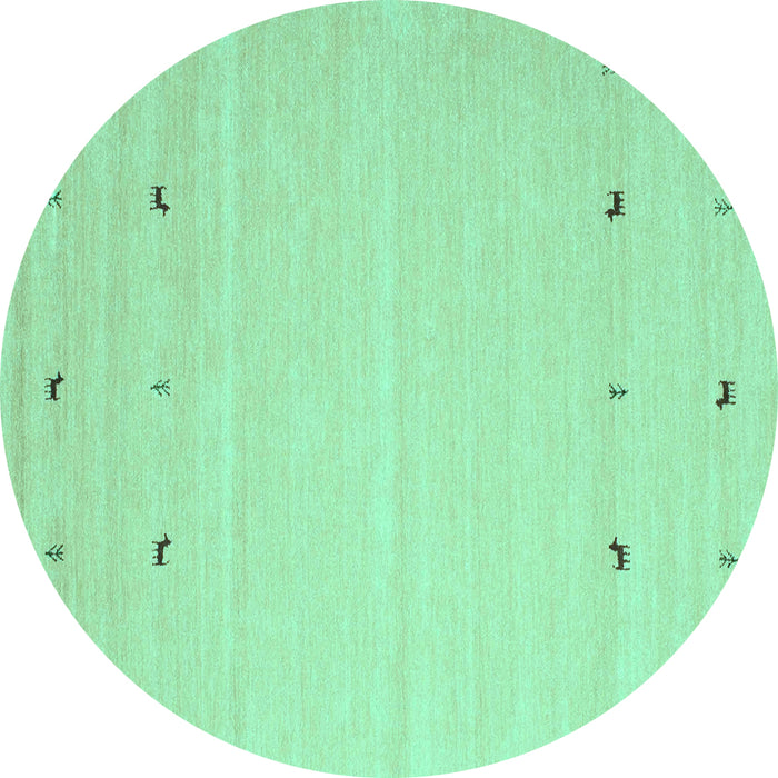 Round Machine Washable Solid Turquoise Modern Area Rugs, wshcon910turq
