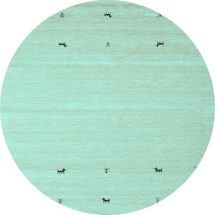 Round Machine Washable Solid Light Blue Modern Rug, wshcon910lblu