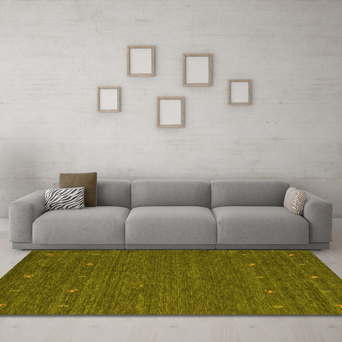 Machine Washable Abstract Yellow Contemporary Rug in a Living Room, wshcon911yw