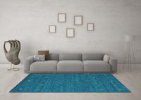 Machine Washable Abstract Turquoise Contemporary Rug, wshcon911turq