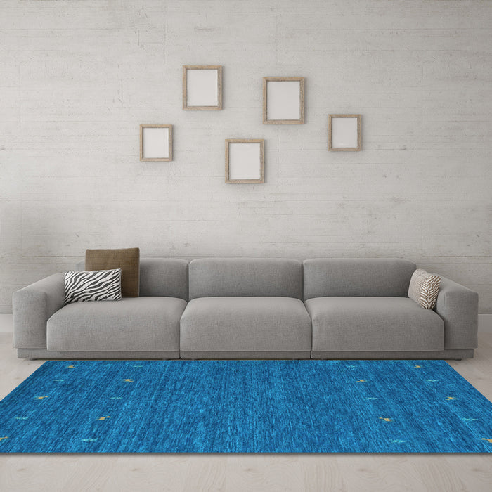 Machine Washable Abstract Light Blue Contemporary Rug in a Living Room, wshcon911lblu