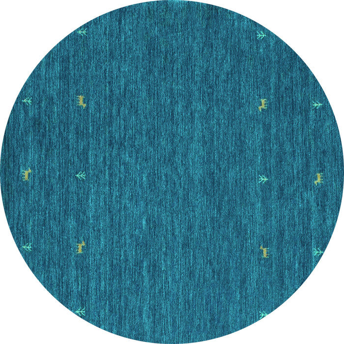 Round Machine Washable Abstract Turquoise Contemporary Area Rugs, wshcon911turq