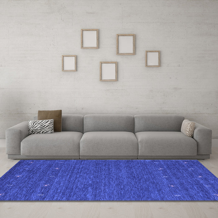 Machine Washable Abstract Blue Contemporary Rug in a Living Room, wshcon911blu