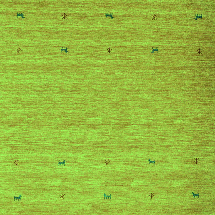 Serging Thickness of Abstract Green Contemporary Rug, con912grn