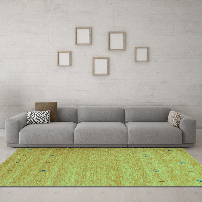Machine Washable Abstract Turquoise Contemporary Area Rugs in a Living Room,, wshcon912turq