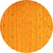 Round Abstract Yellow Contemporary Rug, con912yw