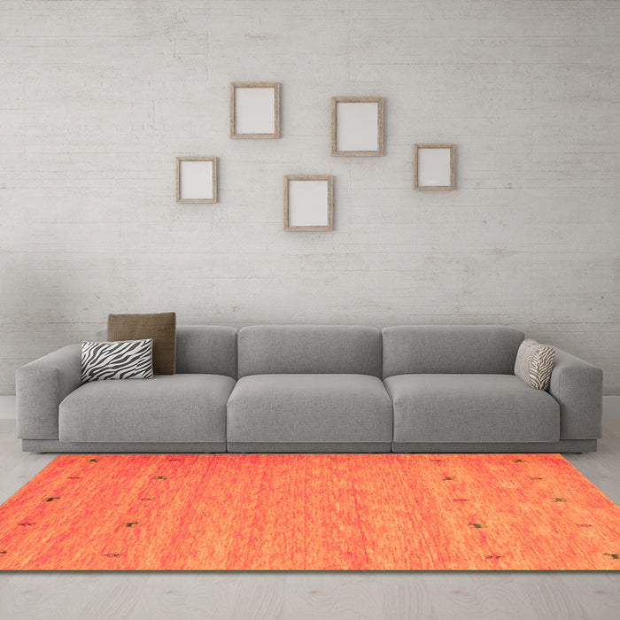 Machine Washable Abstract Orange Contemporary Area Rugs in a Living Room, wshcon912org