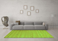 Machine Washable Abstract Green Contemporary Rug, wshcon912grn