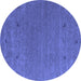 Round Abstract Blue Contemporary Rug, con913blu