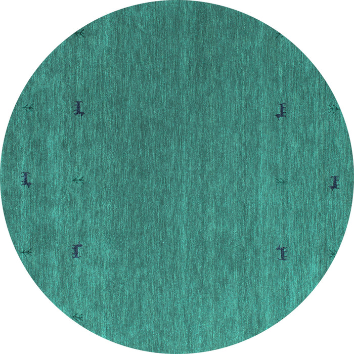 Round Abstract Turquoise Contemporary Rug, con913turq